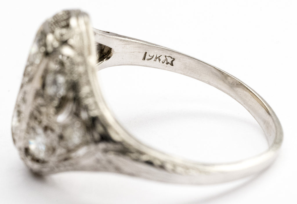 An Exquisite Diamond Deco Filigree Ring Circa 1920