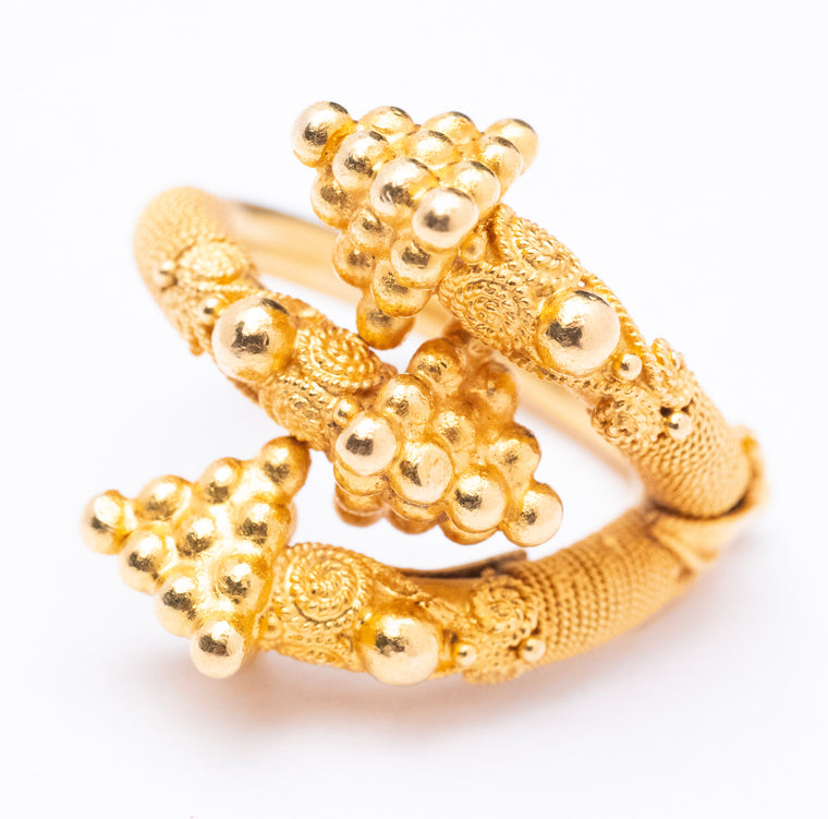 Mid-Century Etruscan Revival Bypass Ring