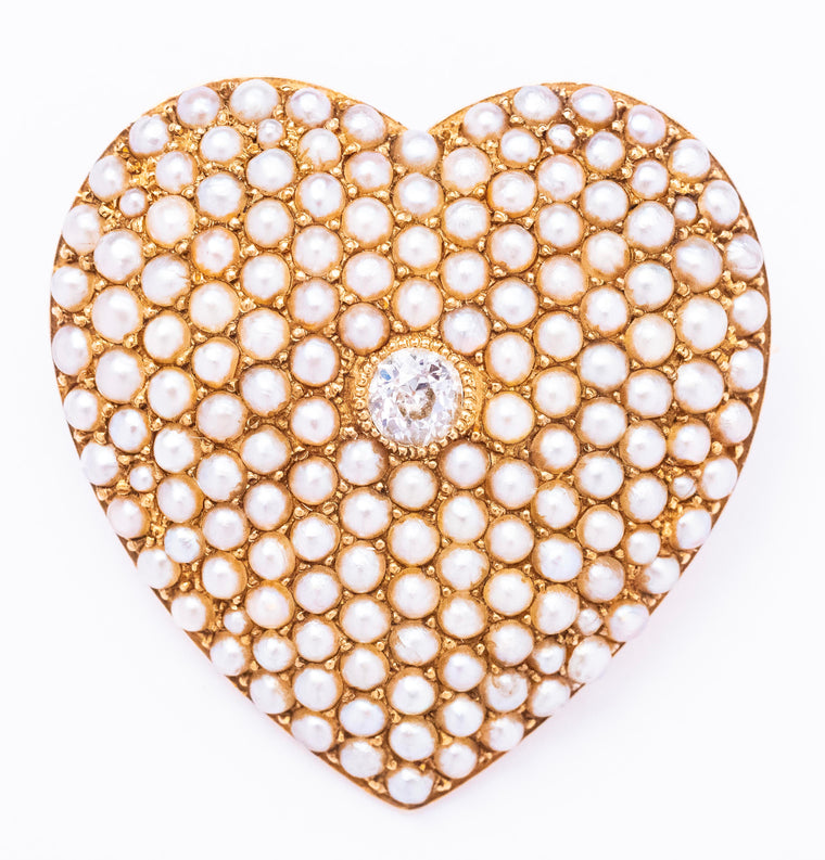 Turn of the Century 14K Yellow Gold Heart Brooch