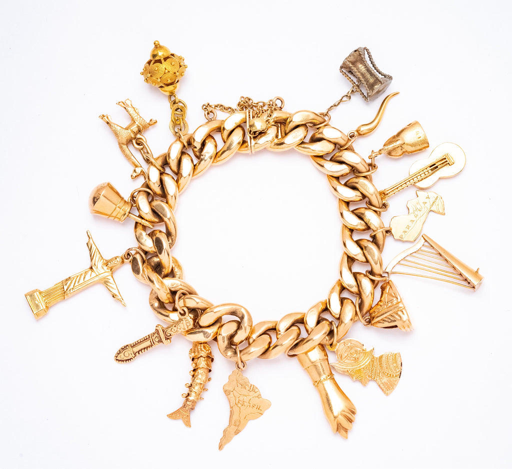 Mid-20th Century 18K Yellow Gold Charm Bracelet