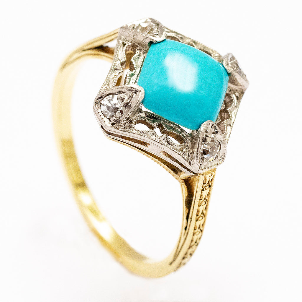 14kt Edwardian Turquoise Ring