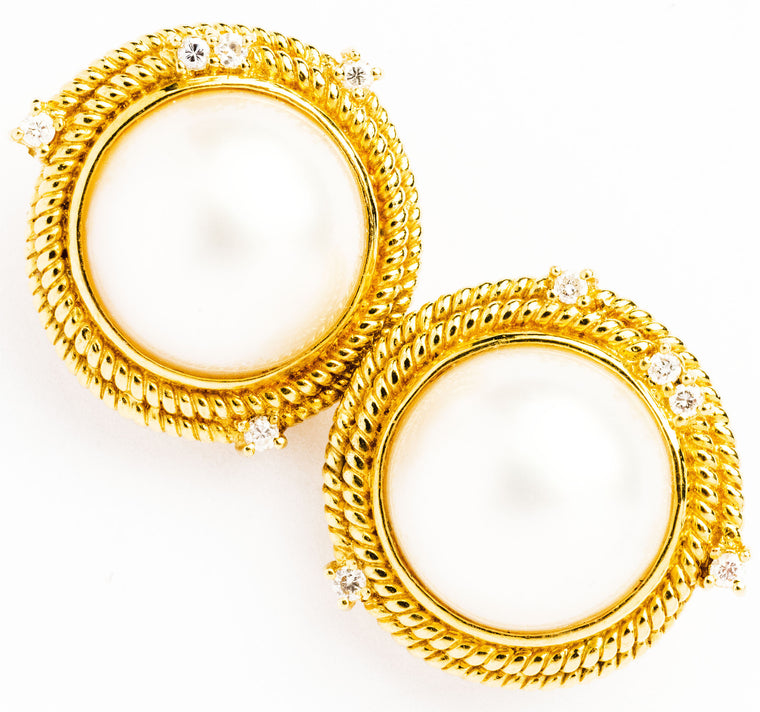 Lady’s Mabe Pearl and Diamond Earring Clips