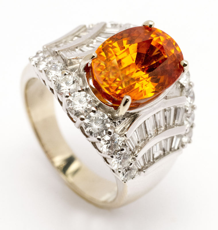 One Lady’s Important Spessaritite and Diamond Ring