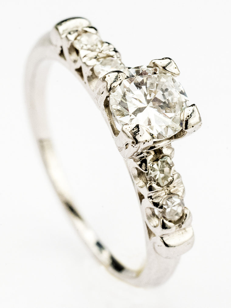 One Lovely Diamond and Platinum Engagement Ring Circa 1950