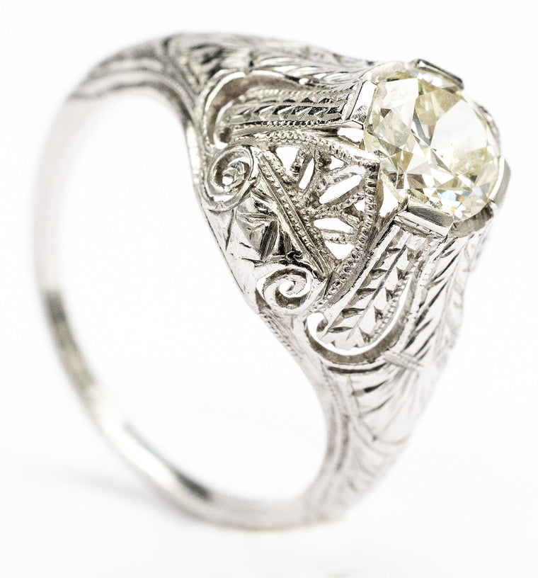 Lady’s Elaborate Filigree Diamond Engagement Ring, Circa 1920
