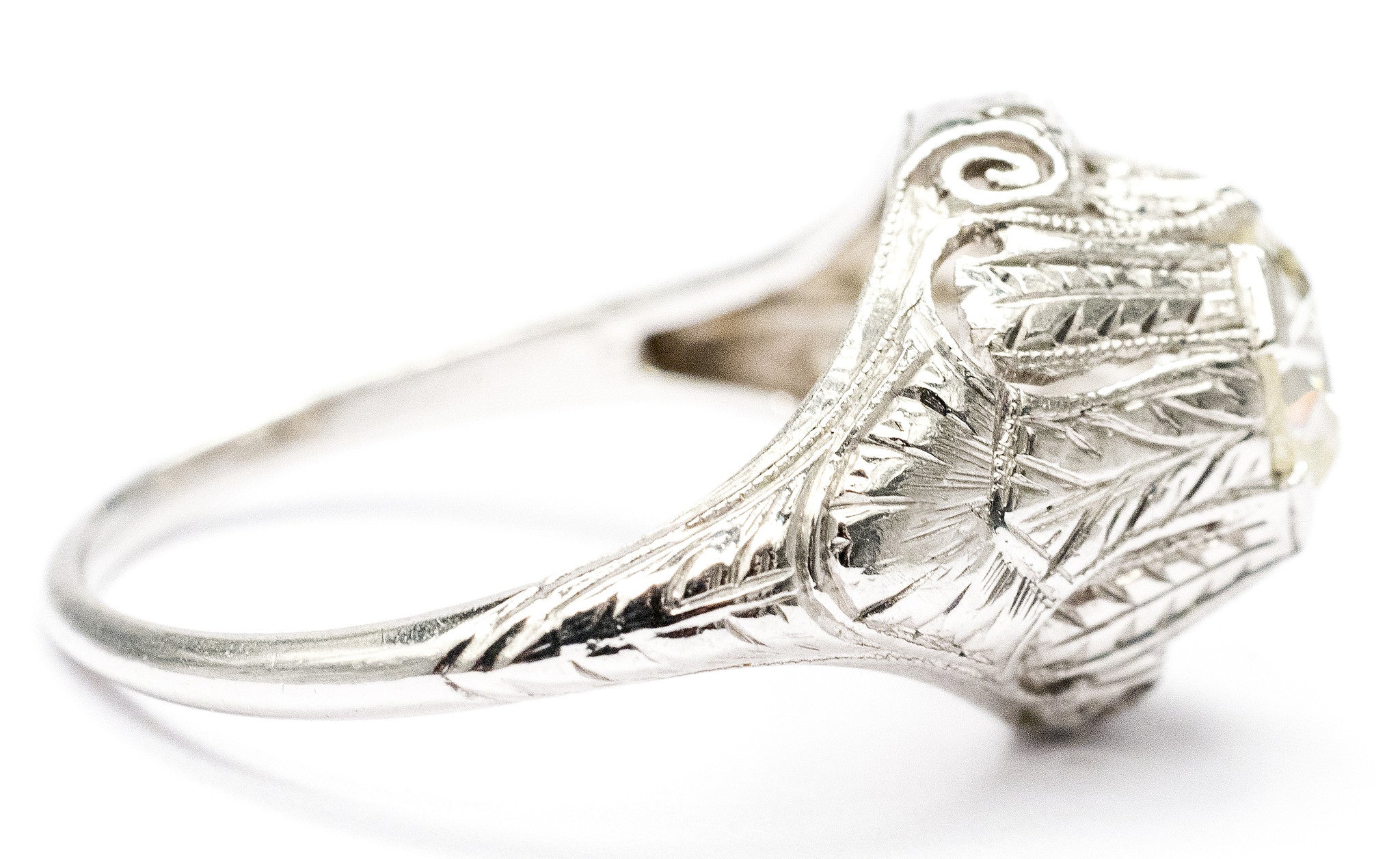 Antique Filigree Princess Cut diamond Engagement Ring In 14K White Gold |  Fascinating Diamonds