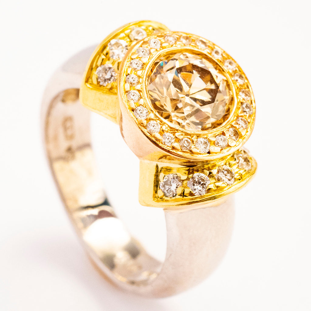 Chris Correia Platinum and 18kt Yellow Gold Diamond Ring