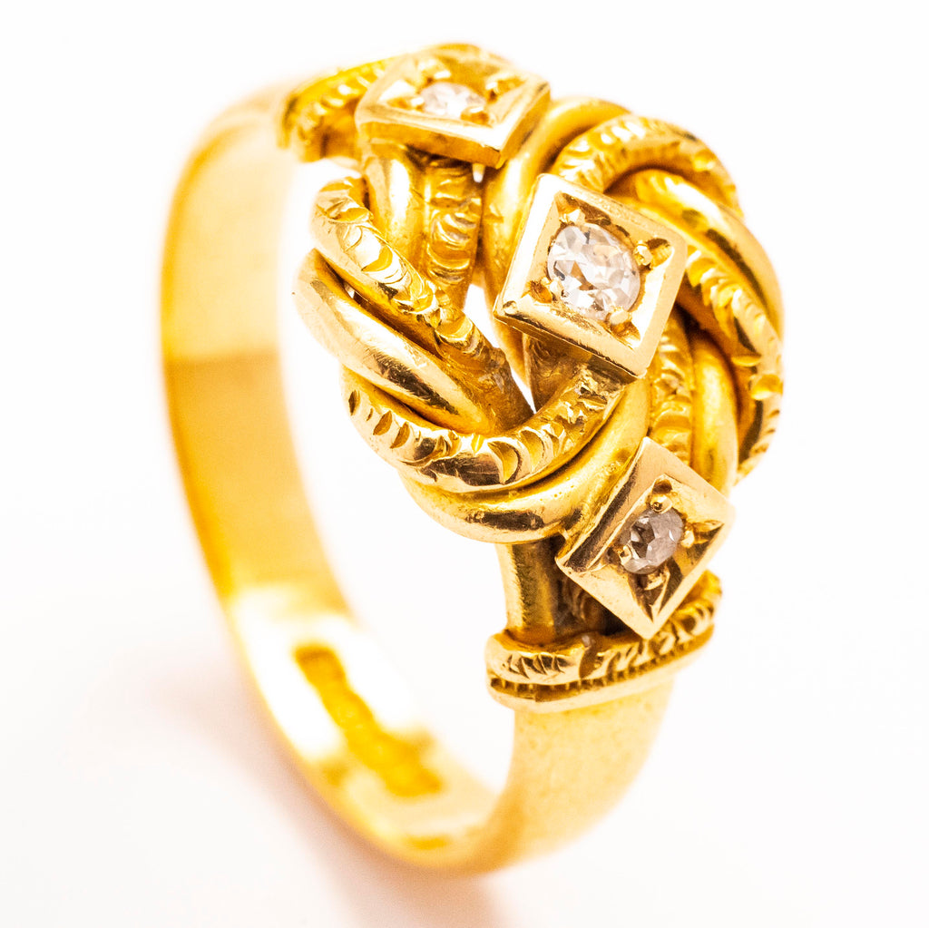 18kt English Edwardian Knot Ring with Diamonds