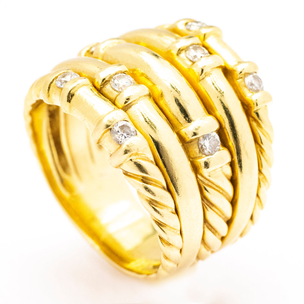 David Yurman 18kt Yellow Gold Stack Ring