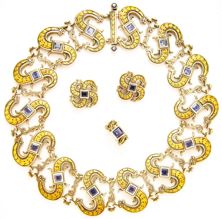 Substantial Four Piece Set by Mitchell Peck in Sterling and 18kt Yellow Gold
