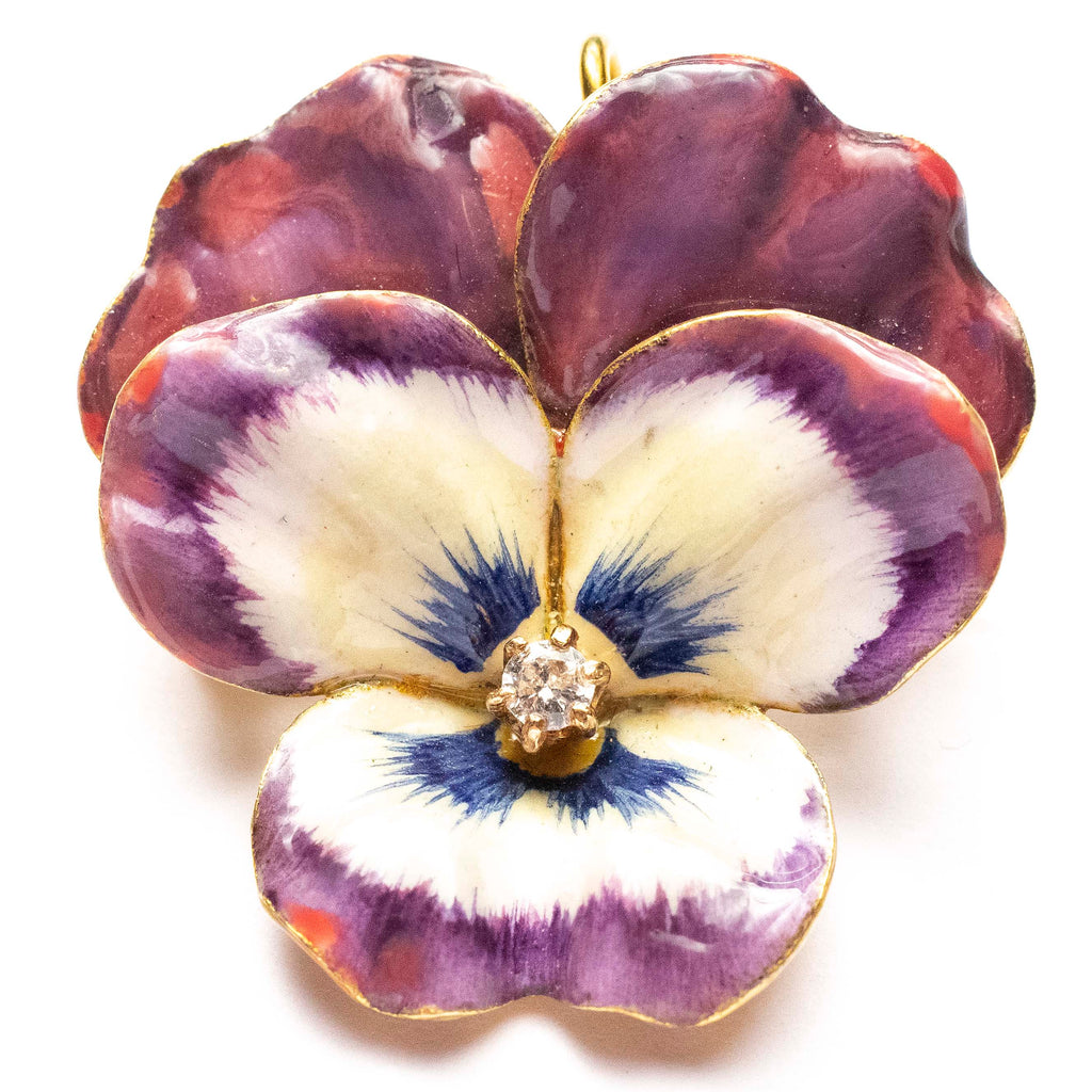 Antique 14kt Yellow Gold Pansy Brooch
